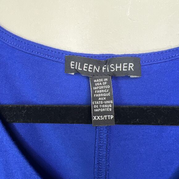 Eileen Fisher Adriatic Blue V-Neck Viscose Jersey Flare‎ Dress XXS Minimalist - Picture 4 of 9